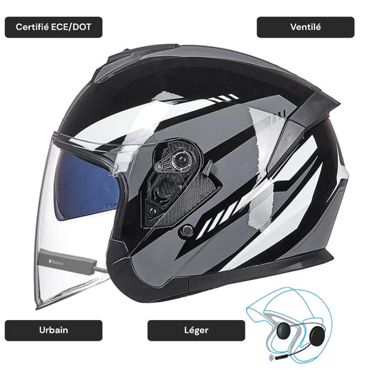 Casque moto jet Bluetooth - Nova
