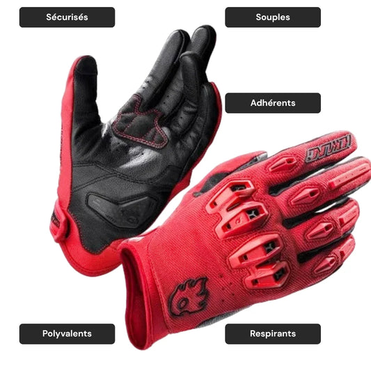 Gants moto cuir respirants - Alien