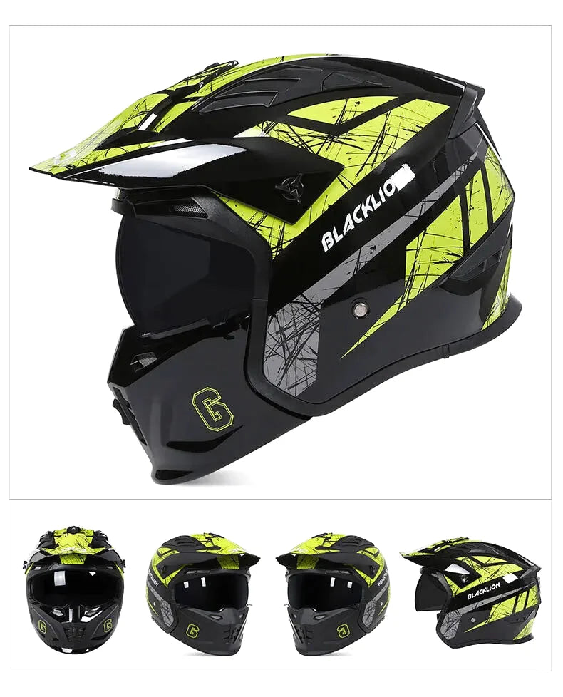 Casque moto cross intégral à mentonnière amovible -  AeroFlex