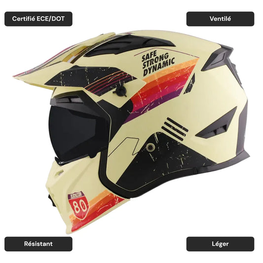 Casque moto cross intégral à mentonnière amovible -  AeroFlex