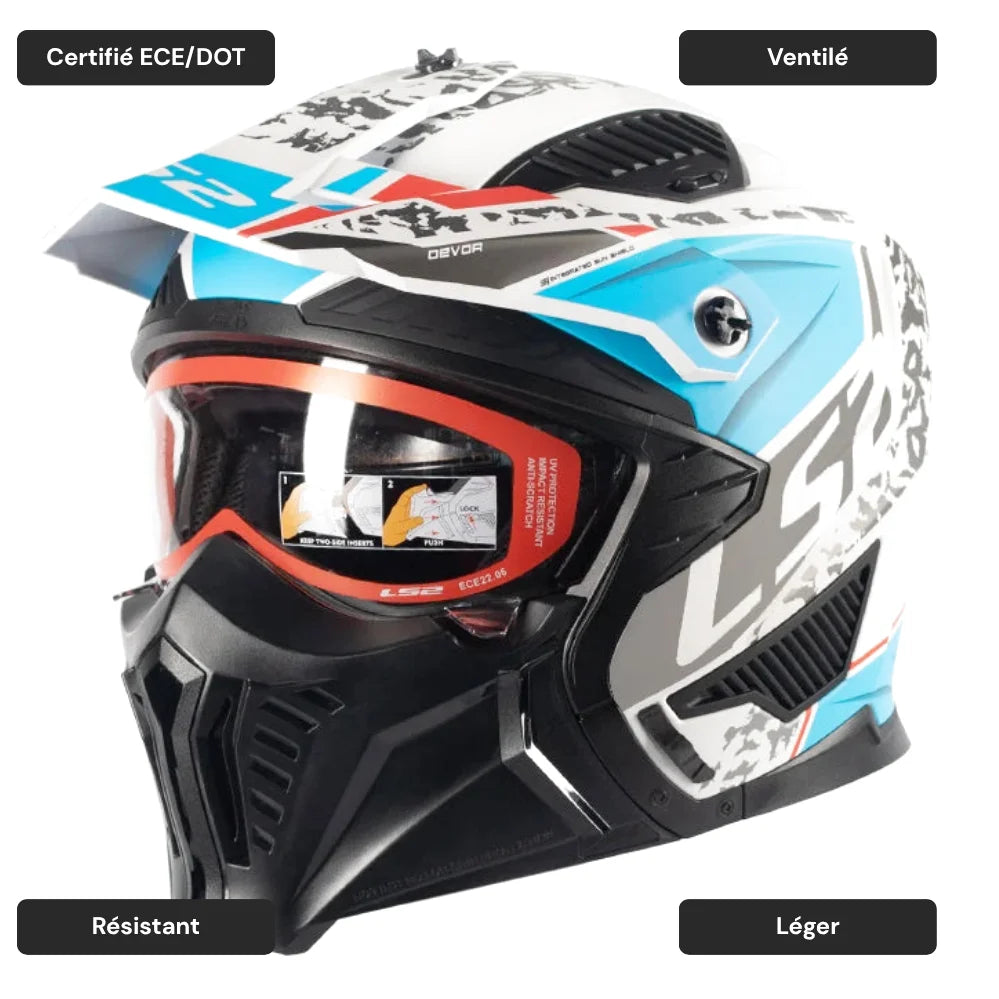 Casque moto cross modulable 3/4 - Drifter