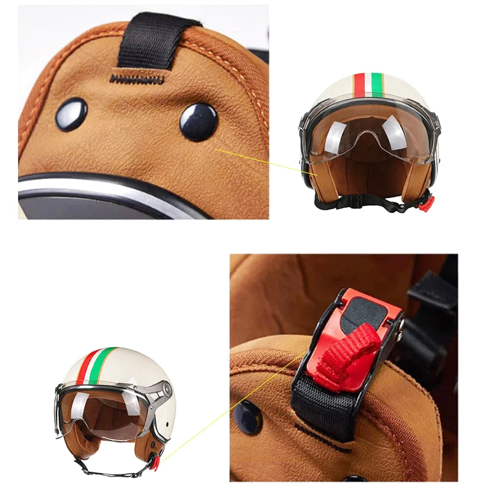 Casque moto jet 3/4 - Rétro Chopper