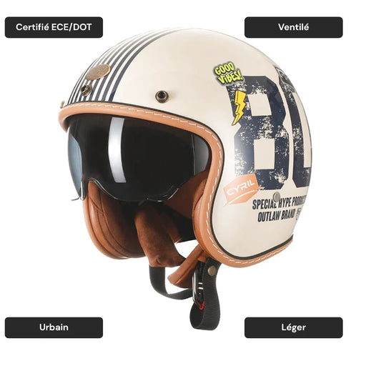 Casque moto jet vintage - Observateur